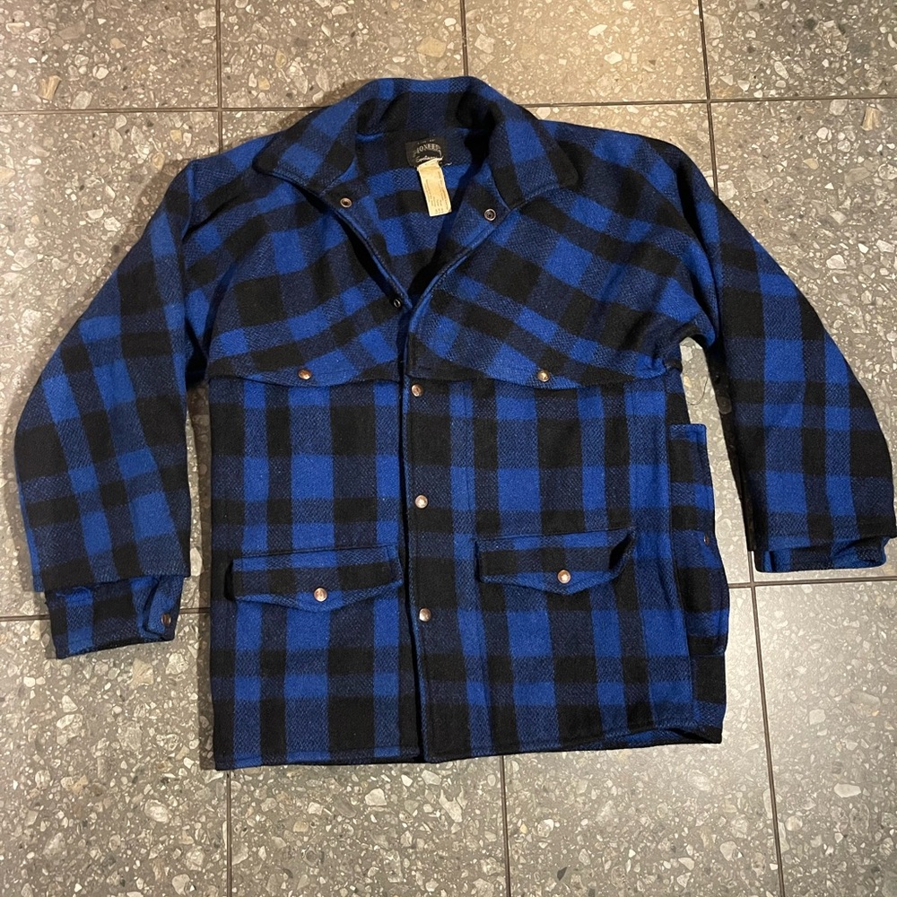 Vintage Pioneer Sportswear Buffalo Plaid Wool Jacket Blue/Black Mackinaw Cruiser